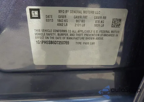 2013 Chevrolet Cruze Eco Auto из США, поврежденный, VIN 1G1PH5SB6D7250769